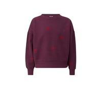 Sweatshirt S.OLIVER JUNIOR, Mädchen, Gr. 170/176, lila (burgundy aop), Sweatware, Obermaterial: 90% Baumwolle, 10% Polyester, bestickt, normal hüftlang, Rundhals, 20_2_10_Sweatshirts Sweatshirt, mit S