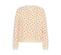 Sweatshirt SAINT TROPEZ "Sweatshirt PammaSZ", Damen, Gr. L, beige (sanftes weiß rot sketched hearts), Obermaterial: 65% Baumwolle CO. 35% Polyester PES., Sweatshirts Sweatshirt (68685564-L) sanftes we