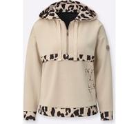 Sweatshirt CREATION L, Damen, Gr. 40, beige (sand, schwarz), 50% Modal, 44% Polyester, 6% Elasthan, gemustert, unifarben, Sweatshirts Sweatshirt (90543664-40) sand, schwarz