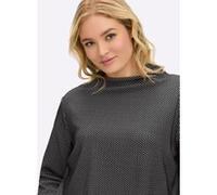 Sweatshirt SHEEGO, Damen, Gr. 48/50, schwarz (schwarz, ecru, gemustert), 80% Polyester, 16% Viskose, 4% Elasthan, gemustert, mehrfarbig, Sweatshirts Sweatshirt (53437802-48) schwarz, ecru, gemustert