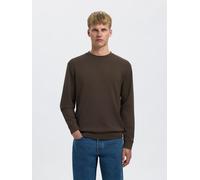 Sweatshirt SELECTED HOMME "SLHEMANUEL SOFT CREW NECK SWEAT NOOS", Herren, Gr. L, braun (demitasse), angeraute Sweatware, Obermaterial: 77% Viskose, 18% Polyester, 5% Elasthan, unifarben, regular fit h