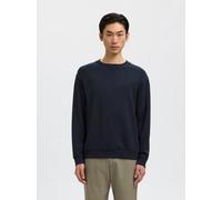 Sweatshirt SELECTED "SLHEMANUEL SOFT CREW NECK SWEAT NOOS", Herren, Gr. S, sky captain, angeraute Sweatware, Obermaterial: 77% Viskose, 18% Polyester, 5% Elasthan, unifarben, regular fit hüftlang, Run