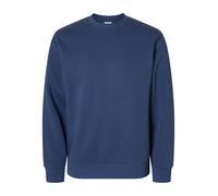 Sweatshirt SELECTED "SLHZREG-DAN SWEAT CREW NECK", Herren, Gr. M, oceana, angeraute Sweatware, Obermaterial: 65% Baumwolle, 35% Polyester, unifarben, regular fit normal, Rundhals, Rippbündchen, Sweats