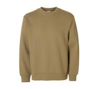 Sweatshirt SELECTED "SLHZREG-DAN SWEAT CREW NECK", Jungen, Gr. XL, vetiver, angeraute Sweatware, Obermaterial: 65% Baumwolle, 35% Polyester, unifarben, regular fit normal, Rundhals, Rippbündchen, Swea