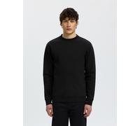Sweatshirt SELECTED "SLMTOM SOFT CREW NECK SWEAT NOOS", Herren, Gr. M, schwarz, angeraute Sweatware, Obermaterial: 74% Baumwolle, 19% Polyester, 7% Elasthan, unifarben, regular fit normal, Rundhals, R
