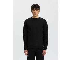 Sweatshirt SELECTED "SLMTOM SOFT CREW NECK SWEAT NOOS", Herren, Gr. M, schwarz, angeraute Sweatware, Obermaterial: 74% Baumwolle, 19% Polyester, 7% Elasthan, unifarben, regular fit normal, Rundhals, R