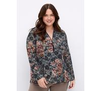 Sweatshirt SHEEGO BY JOE BROWNS, Damen, Gr. 42, schwarz, bedruckt, 95% Polyester, 5% Elasthan, bedruckt, geblümt, gemustert, mehrfarbig, V-Ausschnitt, Sweatshirts Sweatshirt (27962455-42) schwarz, bed