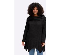 Sweatshirt SHEEGO BY JOE BROWNS, Damen, Gr. 44/46, schwarz, 62% Polyester, 30% Viskose, 8% Elasthan, meliert, unifarben, U-Boot-Ausschnitt, Sweatshirts Sweatshirt (89645953-44) schwarz