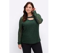 Sweatshirt SHEEGO BY JOE BROWNS, Damen, Gr. 48/50, moos, 95% Polyamid, 5% Elasthan, unifarben, Rundhals, Sweatshirts Sweatshirt (99398315-48) moos