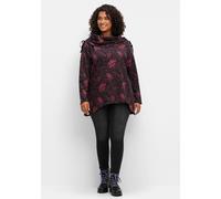 Sweatshirt SHEEGO BY JOE BROWNS "Große Größen", Damen, Gr. 56/58, lila (beere gemustert), Obermaterial: 95% Baumwolle, 5% Elasthan;Besatz: 100% Baumwolle, gemustert, modisch, figurumspielend lang, Run