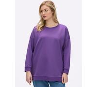 Sweatshirt SHEEGO, Damen, Gr. 40/42, lila, 95% Baumwolle, 5% Elasthan, unifarben, Rundhals, Sweatshirts Sweatshirt (33047348-40) lila