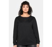 Sweatshirt SHEEGO, Damen, Gr. 40/42, schwarz, 100% Baumwolle, unifarben, Rundhals, Sweatshirts Sweatshirt (11924145-40) schwarz