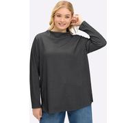 Sweatshirt SHEEGO, Damen, Gr. 40/42, schwarz (schwarz, ecru, gemustert), 80% Polyester, 16% Viskose, 4% Elasthan, gemustert, mehrfarbig, Sweatshirts Sweatshirt (53437802-40) schwarz, ecru, gemustert