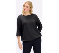 Sweatshirt SHEEGO, Damen, Gr. 44/46, schwarz, gemustert, 57% Polyester, 28% Viskose, 9% Elasthan, 6% metallisierte Fasern, unifarben, U-Boot-Ausschnitt, Sweatshirts Sweatshirt (39628746-44) schwarz, g