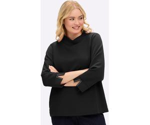 Sweatshirt SHEEGO, Damen, Gr. 48/50, schwarz, 50% Modal, 44% Polyester, 6% Elasthan, unifarben, Sweatshirts Sweatshirt (30577517-48) schwarz