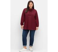 Sweatshirt SHEEGO, Damen, Gr. 56/58, rot (weinrot), 100% Baumwolle, unifarben, Sweatshirts Sweatshirt (57391021-56) weinrot