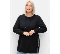 Sweatshirt SHEEGO, Damen, Gr. 56/58, schwarz, 95% Baumwolle, 5% Elasthan, unifarben, Rundhals, Sweatshirts Sweatshirt (51268704-56) schwarz