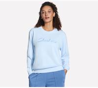 Sweatshirt SKECHERS "SKECHERS SIGNATURE CREW", Damen, Gr. XL (46/48), blau (rain blau), Obermaterial: 54% Baumwolle, 46% Polyester, Sweatshirts Sweatshirt, aus Baumwolle und Polyester, für Erwachsene