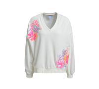 Sweatshirt SMITH & SOUL, Damen, Gr. S, bunt (sanftes weiß), Sweatware, Obermaterial: 70% Baumwolle, 30% Polyester, unifarben, oversize hüftbedeckend, V-Ausschnitt, angesetztes Bündchen, Sweatshirts Sw