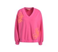Sweatshirt SMITH & SOUL, Damen, Gr. S, pink (fuchsia), Sweatware, Obermaterial: 70% Baumwolle, 30% Polyester, unifarben, oversize hüftbedeckend, V-Ausschnitt, angesetztes Bündchen, Sweatshirts Sweatsh