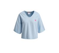 Sweatshirt SMITH & SOUL, Damen, Gr. XL, powder blau, Sweatware, Obermaterial: 95% Baumwolle, 5% Elasthan, bedruckt, hüftlang, V-Ausschnitt, Rollkante, Sweatshirts Sweatshirt, Boxy Fit mit kurzen Ärmel