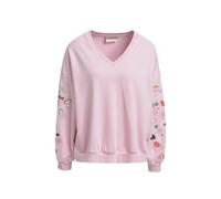Sweatshirt SMITH & SOUL, Damen, Gr. XL, sugar, Sweatware, Obermaterial: 70% Baumwolle, 20% Modal, 10% Polyester, bestickt, unifarben, oversize hüftbedeckend, V-Ausschnitt, angesetztes Bündchen, Sweats