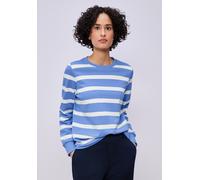 Sweatshirt STREET ONE, Damen, Gr. 34, bonnet blau, Sweatware, 83% Baumwolle, 17% Polyester, gestreift, normal, Rundhals, Rippbündchen, Sweatshirts Sweatshirt (19132334-34) bonnet blau