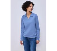 Sweatshirt STREET ONE, Damen, Gr. 34, bonnet blau, Sweatware, 85% Baumwolle, 15% Polyester, unifarben, comfort fit, hoch geschlossener Ausschnitt, Bündchen, Sweatshirts Sweatshirt (14954553-34) bonnet