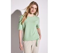 Sweatshirt STREET ONE, Damen, Gr. 34, grün (milky grün), Sweatware, Obermaterial: 46% Modal, 46% Polyester, 8% Elasthan, unifarben, regular fit taillenbedeckt, Rundhals, Sweatshirts Sweatshirt, mit Tu