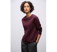 Sweatshirt STREET ONE, Damen, Gr. 34, noble rot, Sweatware, 60% Baumwolle, 40% Polyester, unifarben, normal, Rundhals, Bündchen, Sweatshirts Sweatshirt, mit Tunnelzug am Saum (48477557-34) noble rot