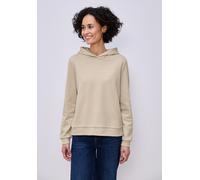Sweatshirt STREET ONE, Damen, Gr. 36, beige (cotton beige), Sweatware, 85% Baumwolle, 15% Polyester, bedruckt, comfort fit, ohne Ausschnitt, Rippbündchen, Sweatshirts Sweatshirt, mit Kapuze (18210112-