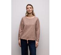 Sweatshirt STREET ONE, Damen, Gr. 36, beige (light apricot), Sweatware, 85% Baumwolle, 15% Polyester, comfort fit, Rundhals, Bündchen, Sweatshirts Sweatshirt, mit Rundhalsausschnitt (85366357-36) ligh