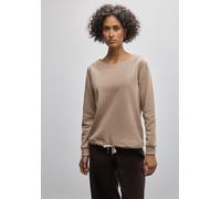 Sweatshirt STREET ONE, Damen, Gr. 36, braun (bisquit braun), Sweatware, 60% Baumwolle, 40% Polyester, unifarben, gerade, Rundhals, Bündchen, Sweatshirts Sweatshirt, im soften Baumwoll-Mix (42925841-36