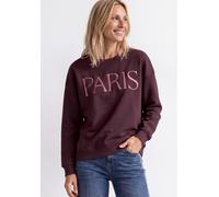 Sweatshirt STREET ONE, Damen, Gr. 36, braun (rustic rouge), Sweatware, 70% Baumwolle, 30% Polyester, unifarben, regular fit, Rundhals, Bündchen, Sweatshirts Sweatshirt, aus softem Materialmix (7802003