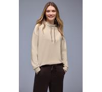 Sweatshirt STREET ONE, Damen, Gr. 36, cotton beige, Sweatware, Obermaterial: 46% Modal, 46% Polyester, 8% Elasthan, unifarben, bequem hüftbedeckend, Rundhals, Bündchen, Sweatshirts Sweatshirt, mit Ste