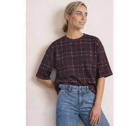 Sweatshirt STREET ONE, Damen, Gr. 36, lila (rustic rouge), Sweatware, 49% Polyester, 43% Viskose, 8% Elasthan, kariert, normal, Rundhals, abgesteppt, Sweatshirts Sweatshirt, mit Karomuster (75172830-3