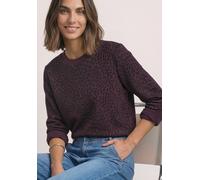 Sweatshirt STREET ONE, Damen, Gr. 36, lila (rustic rouge), Sweatware, 85% Baumwolle, 15% Polyester, comfort fit, Rundhals, Rippbündchen, Sweatshirts Sweatshirt, mit Leomuster (20168926-36) rustic roug