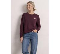 Sweatshirt STREET ONE, Damen, Gr. 36, lila (rustic rouge), Sweatware, 85% Baumwolle, 15% Polyester, unifarben, regular fit, Rundhals, Bündchen, Sweatshirts Sweatshirt, mit Tunnelzug am Saum (76239757-