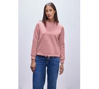 Sweatshirt STREET ONE, Damen, Gr. 36, powder pink, Sweatware, 60% Baumwolle, 40% Polyester, unifarben, normal, Rundhals, Bündchen, Sweatshirts Sweatshirt, mit Tunnelzug am Saum (15095662-36) powder pi