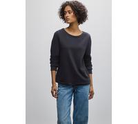 Sweatshirt STREET ONE, Damen, Gr. 38, lila (deep tint blau), Sweatware, 60% Baumwolle, 40% Polyester, unifarben, gerade, Rundhals, Bündchen, Sweatshirts Sweatshirt, im soften Baumwoll-Mix (13058807-38