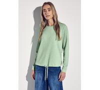 Sweatshirt STREET ONE, Damen, Gr. 38, milky grün meliert, Web, Obermaterial: 49% Baumwolle, 35% Polyester, 14% sonstige Fasern, 2% Elasthan, unifarben, Sweatshirts Sweatshirt, Struktur-Optik, mit elas