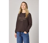 Sweatshirt STREET ONE, Damen, Gr. 38, molten earth, Sweatware, Obermaterial: 85% Baumwolle, 15% Polyester, bedruckt, regular fit normal, Rundhals, Rippbündchen, Sweatshirts Sweatshirt, mit Schriftzug