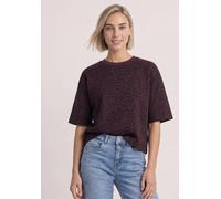 Sweatshirt STREET ONE, Damen, Gr. 38, rustic rouge, Sweatware, 49% Polyester, 43% Viskose, 8% Elasthan, gemustert, normal, Rundhals, abgesteppt, Sweatshirts Sweatshirt, aus softem Materialmix (6130326