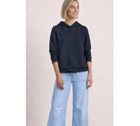 Sweatshirt STREET ONE, Damen, Gr. 38, schwarz (schwarzest blau), Sweatware, 60% Baumwolle, 40% Polyester, unifarben, comfort fit, ohne Ausschnitt, Bündchen, Sweatshirts Sweatshirt, mit Kapuze (3207323