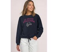 Sweatshirt STREET ONE, Damen, Gr. 38, schwarzest blau, Sweatware, 60% Baumwolle, 40% Polyester, bedruckt, normal, Rundhals, abgesteppt, Sweatshirts Sweatshirt, mit Wording-Print (41865829-38) schwarze