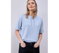 Sweatshirt STREET ONE, Damen, Gr. 40, cashmere blau, Sweatware, Obermaterial: 46% Modal, 46% Polyester, 8% Elasthan, unifarben, lässig geschnitten hüftbedeckend, Rundhals, abgerundeter Saum, Sweatshir