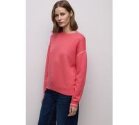 Strickpullover STREET ONE, Damen, Gr. 40, striking coral, Strick, Obermaterial: 60% Viskose, 20% Baumwolle, 20% Nylon, unifarben mit Farbeinsatz, bequem hüftbedeckend, Rundhals, Bündchen, Pullover Str