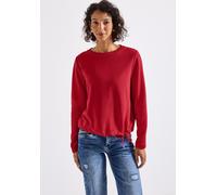 Sweatshirt STREET ONE, Damen, Gr. 40, rot (racing rot), Sweatware, 65% Baumwolle, 35% Polyester, unifarben, normal, Rundhals, abgesteppt, Sweatshirts Sweatshirt, mit Tunnelzug am Saum (79229564-40) ra