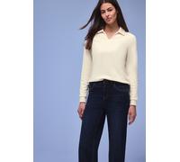 Sweatshirt STREET ONE, Damen, Gr. 40, soft beige, Sweatware, Obermaterial: 85% Baumwolle, 15% Polyester, unifarben, lässig geschnitten hüftbedeckend, V-Ausschnitt, Bündchen, Sweatshirts Sweatshirt, mi