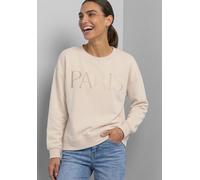 Sweatshirt STREET ONE, Damen, Gr. 42, beige (stone sand meliert), Sweatware, 70% Baumwolle, 30% Polyester, unifarben, regular fit, Rundhals, Bündchen, Sweatshirts Sweatshirt, aus softem Materialmix (4